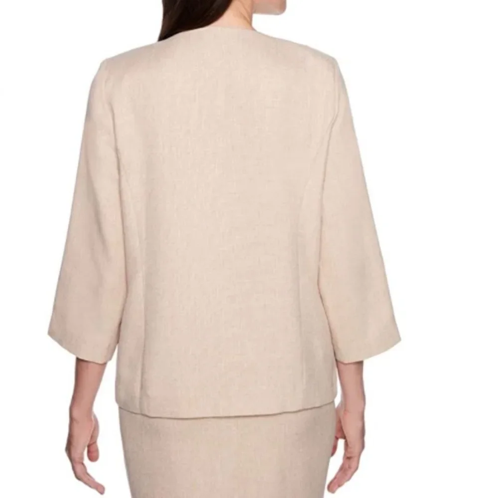 Alfred Dunner Womens La Dolce Suit Jacket Blazer- Almond Light Beige Size 16 NWT - Picture 2 of 4